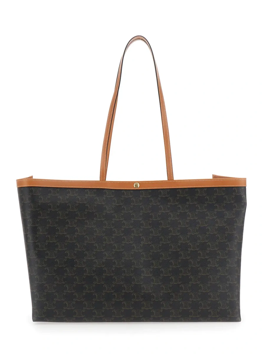 Geanta de mana Brown Tote Bag with Snap-Button Closure in Triomphe Canvas for Women - Img 2