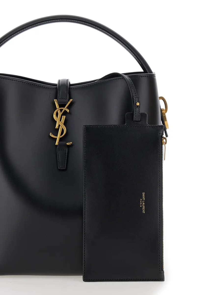Geanta de mana Bucket Bag 'Le 37' with Cassandre Closure in Smooth Black Leather for Women - Img 5