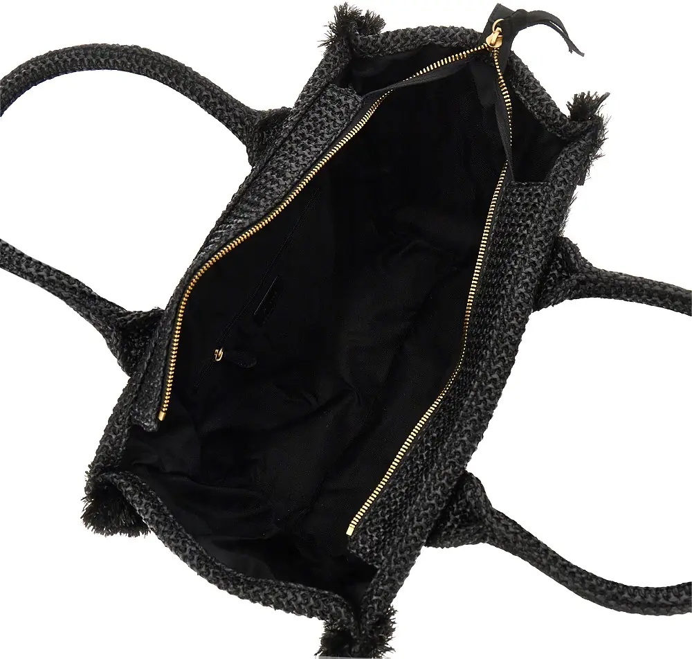 Geanta de mana Faux raffia shopping bag with logo - Img 3