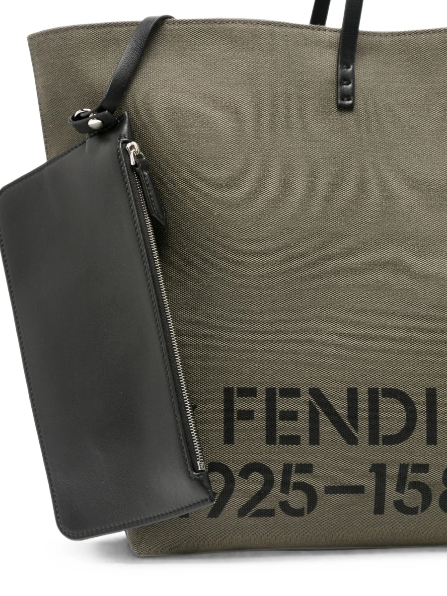 Geanta de mana Fendi gri din bumbac si polyester - Img 4