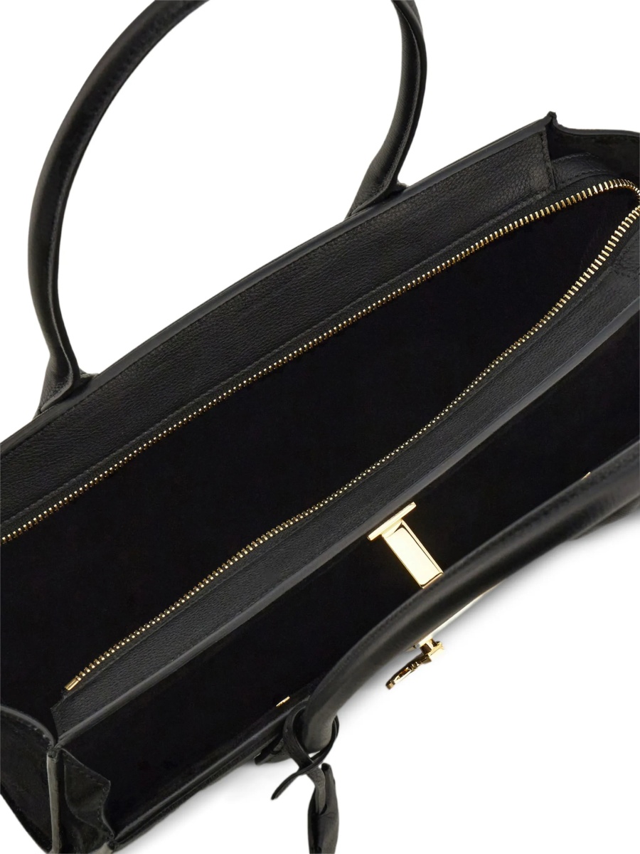 Geanta de mana Ferragamo neagra din piele intoarsa si piele - Img 5