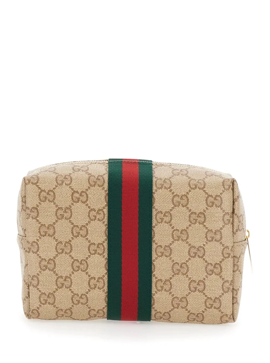 Geanta de mana Gucci bej din textil - Img 2