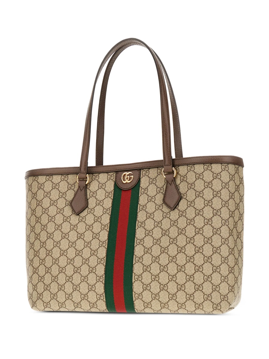 Geanta de mana Gucci neutra din material textil si piele - Img 3