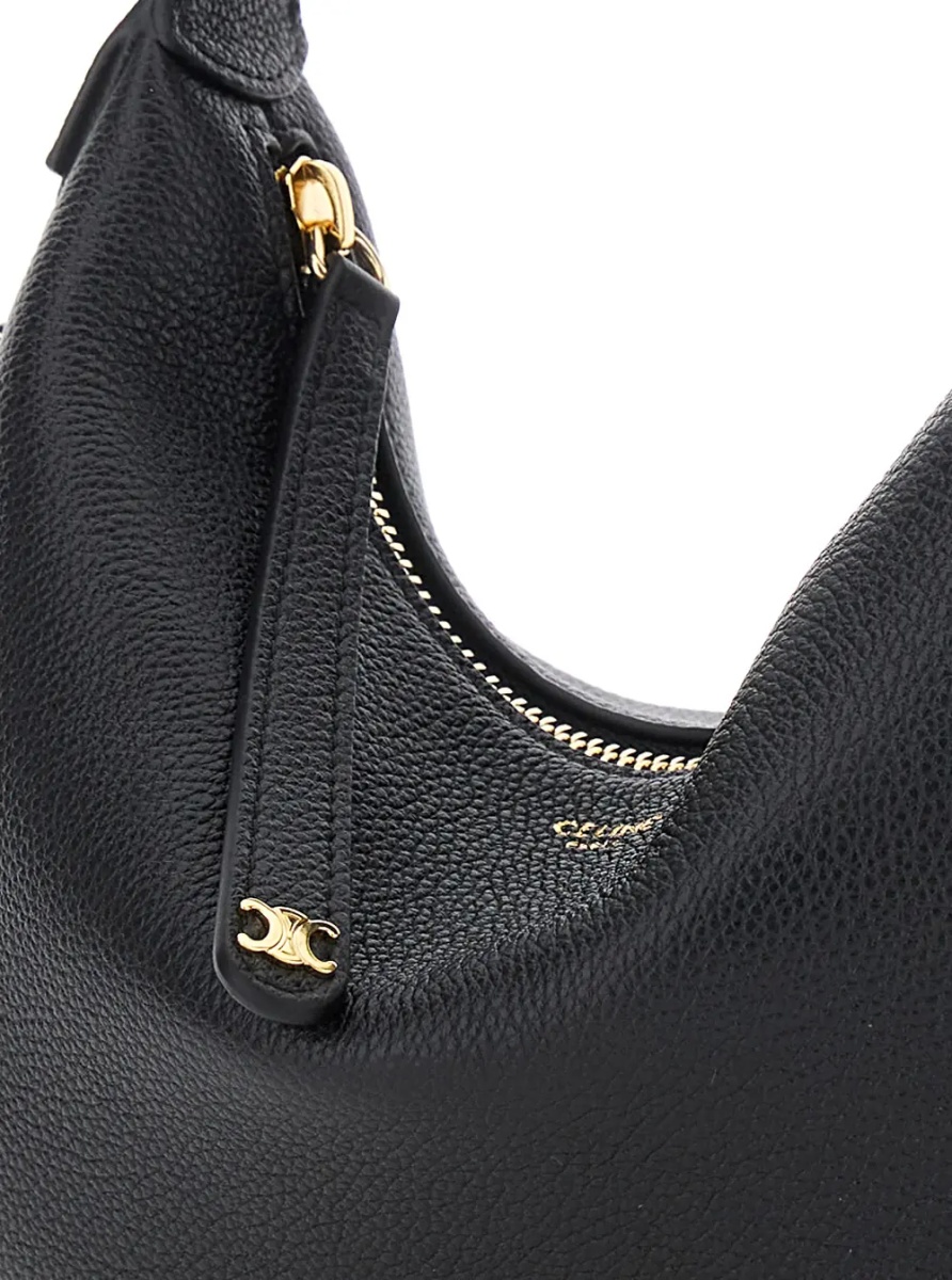 Geanta de mana Handbag 'Teen Lulu' with Adjustable and Removable Shoulder Strap and Logo Lettering on the Front in Grained Black Leather for Women - Img 3