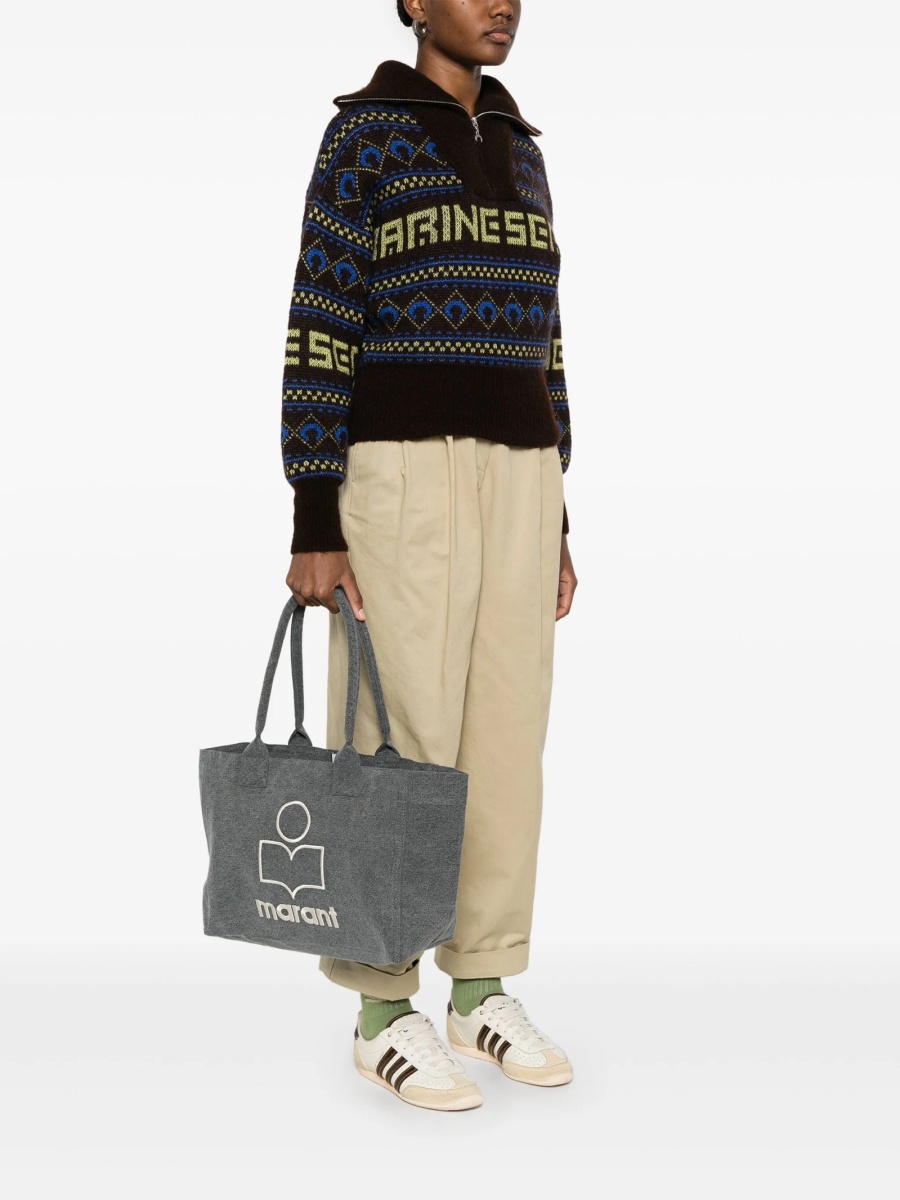 Geanta de mana Isabel Marant gri din bumbac organic - Img 2