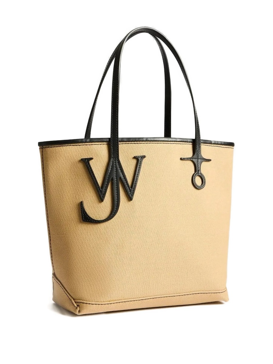 Geanta de mana JW Anderson neutra din piele si bumbac - Img 3