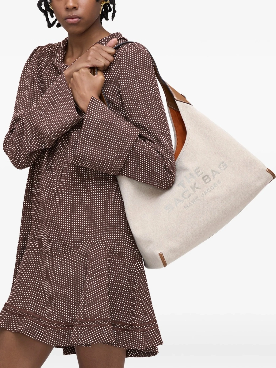 Geanta de mana Marc Jacobs neutra din bumbac si piele - Img 6