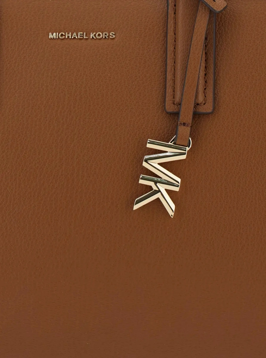 Geanta de mana Michael Kors maro din piele 'Logo' - Img 3