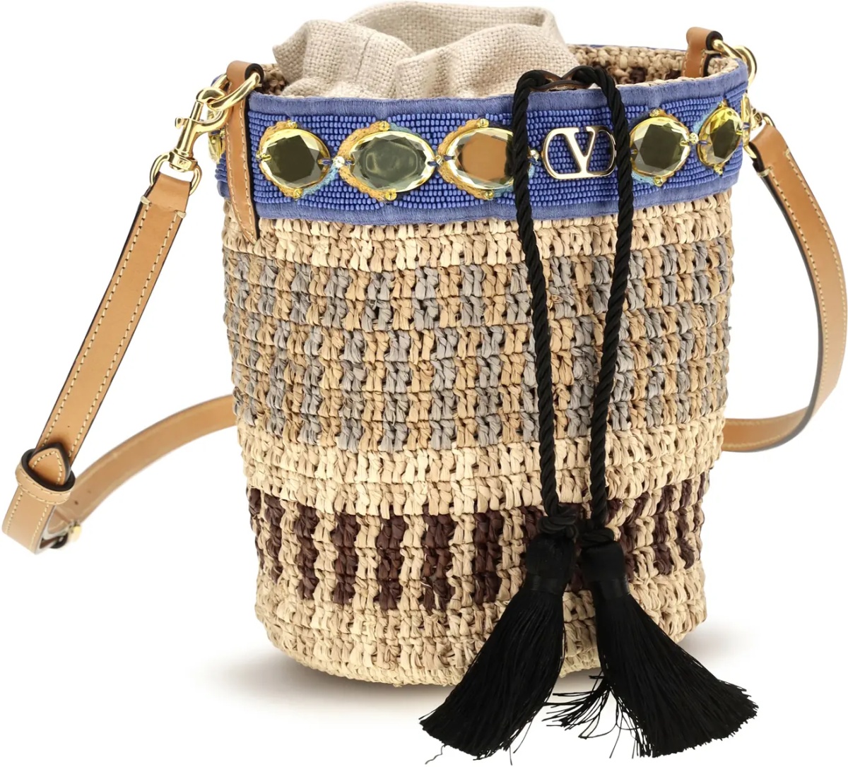 Geanta de mana Mini raffia Bucket Bag - Img 2