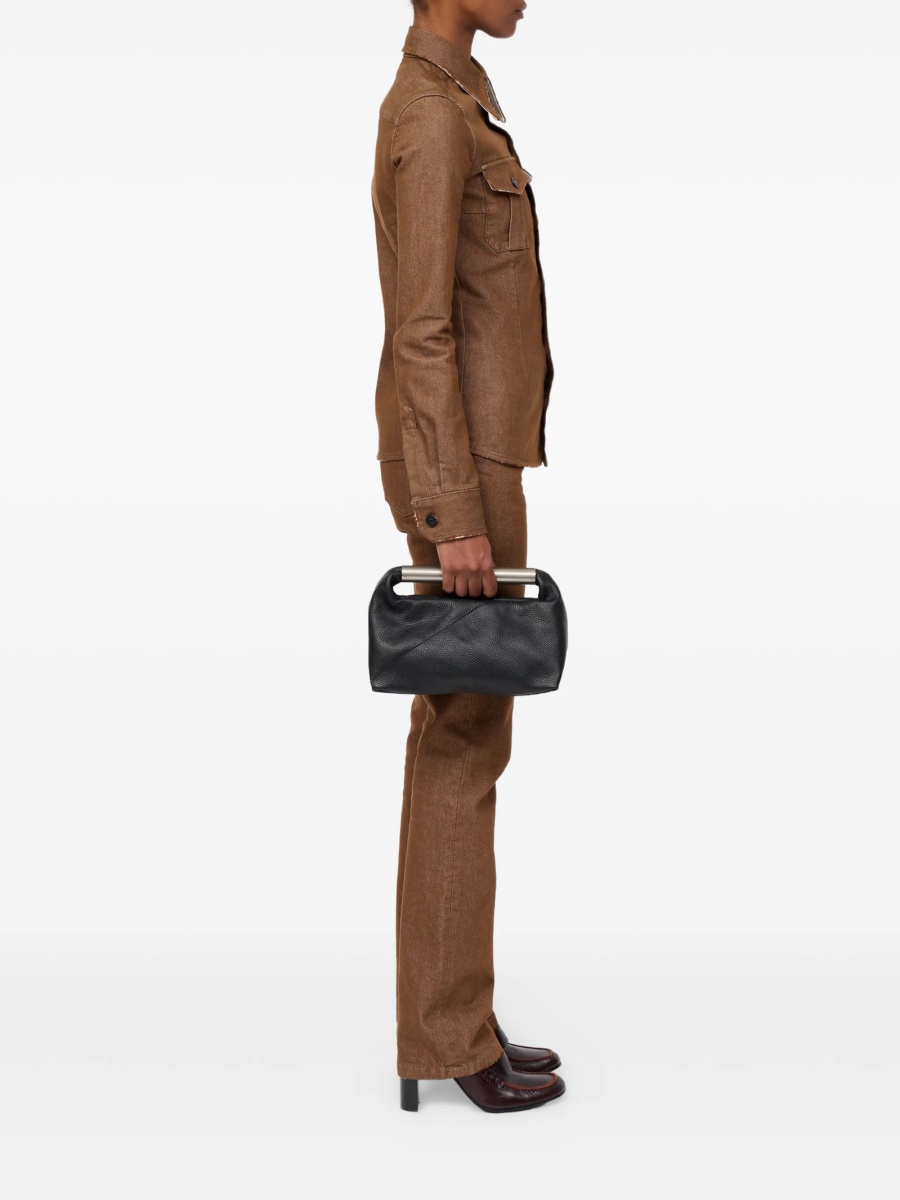 Geanta de mana MM6 Maison Margiela neagra din metal si piele - Img 2