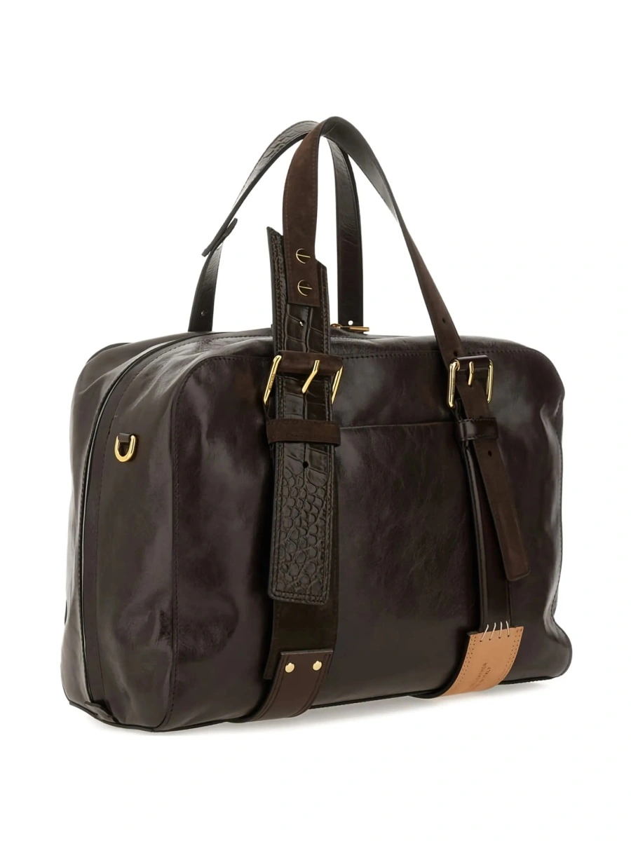Geanta de mana Moschino maro din piele - Img 3