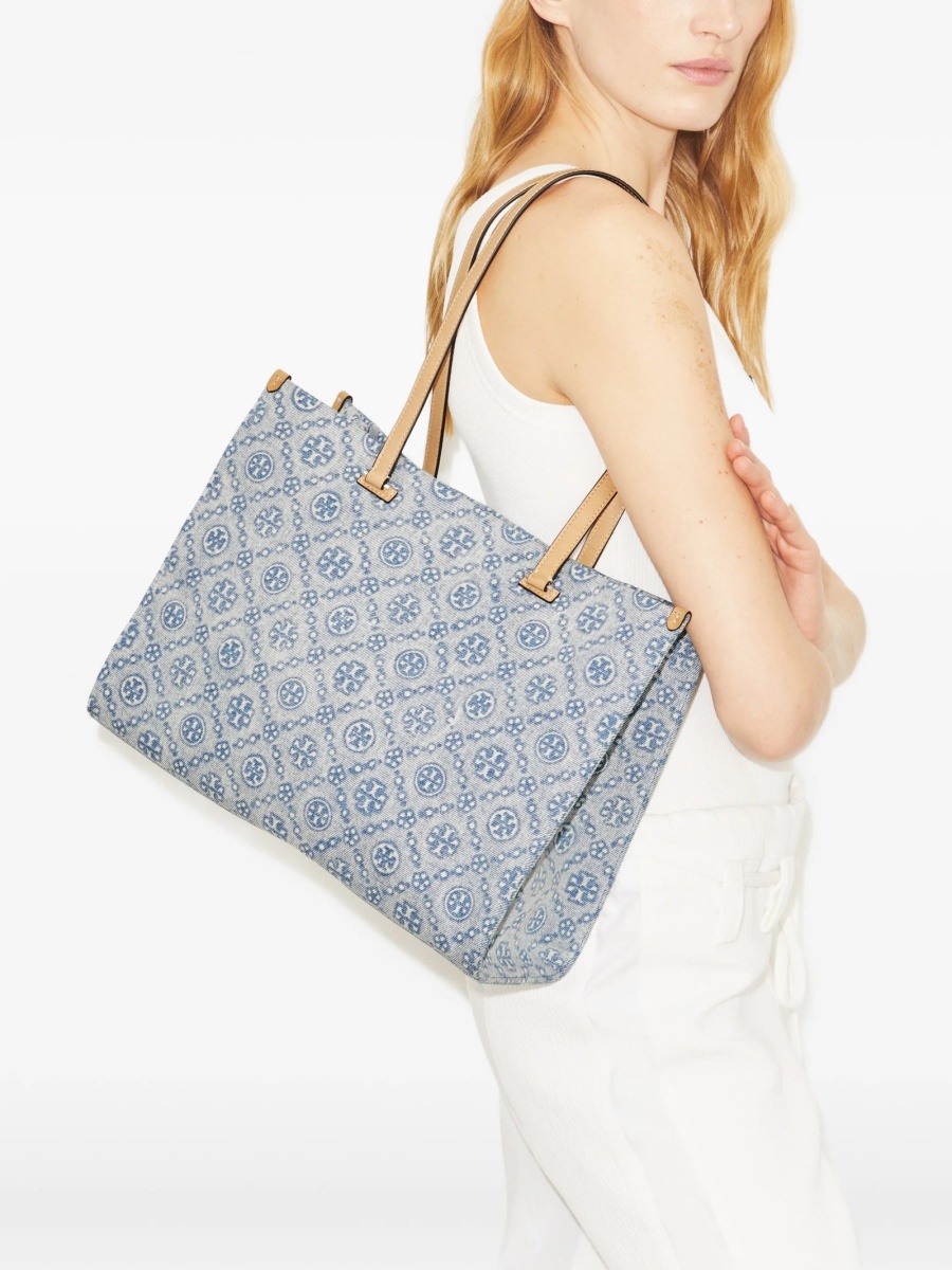 Geanta de mana Tory Burch albastra din denim si elastan - Img 2