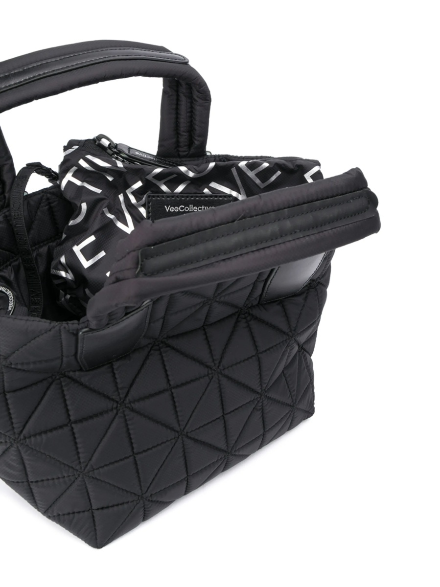 Geanta de mana VEECOLLECTIVE neagra din piele si nylon - Img 5