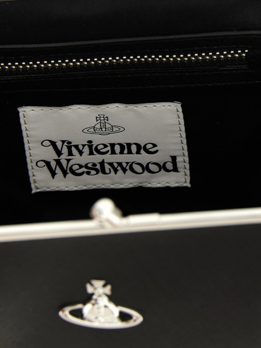 Geanta de mana Vivienne Westwood neagra din bumbac si poliuretan - Img 4