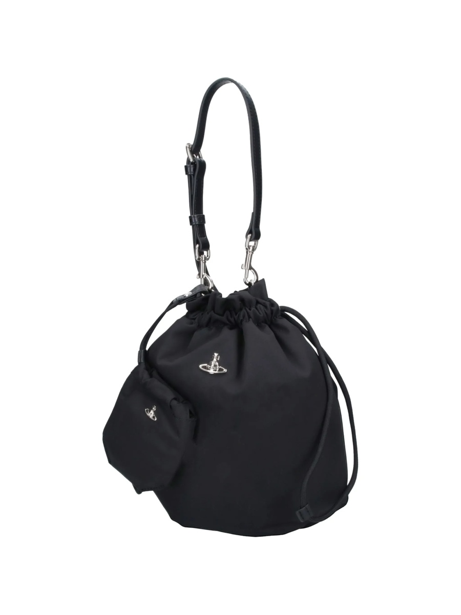 Geanta de mana Vivienne Westwood neagra din nylon - Img 3