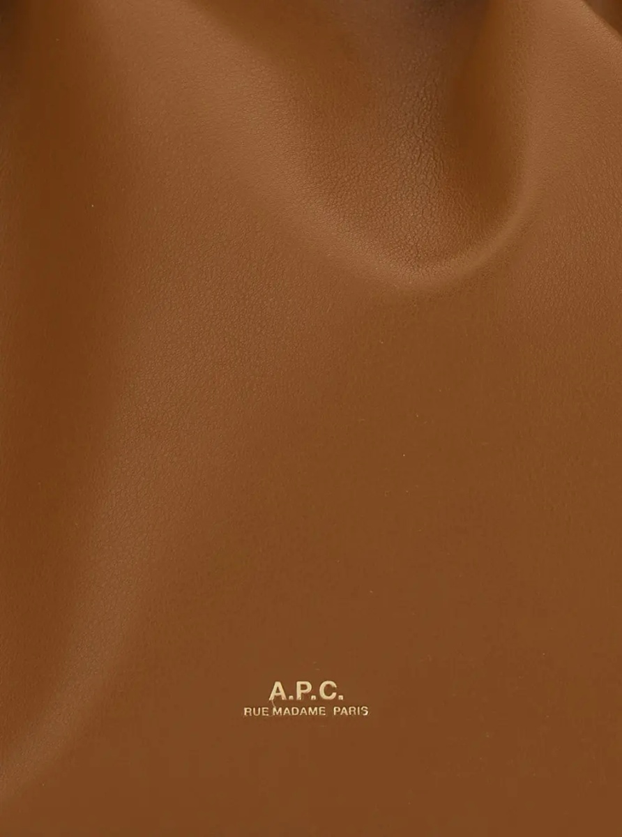 Geanta de umar A.P.C. 'Ninon' Brown Crossbody Bag with Drawstring and Logo Lettering in Ecoleather for Women - Img 3