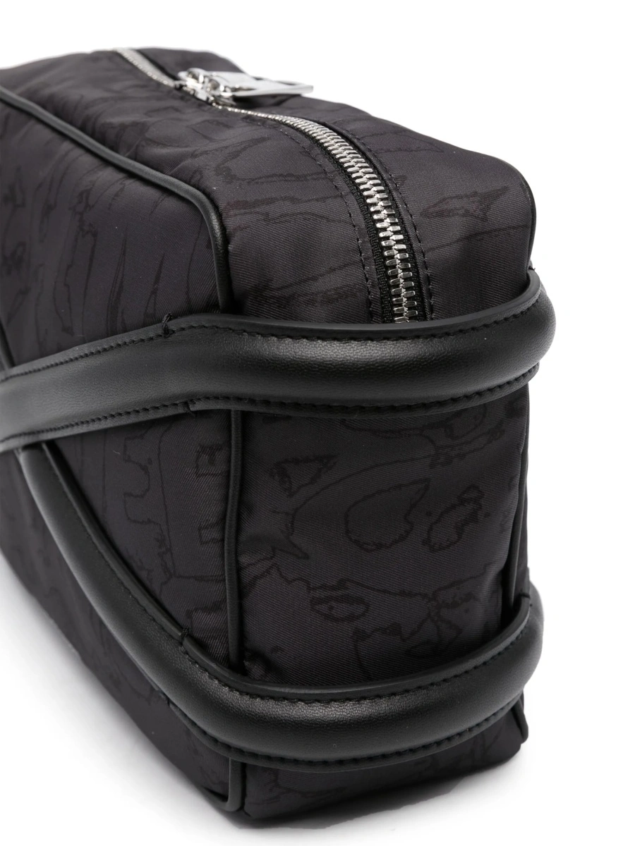 Geanta de umar Alexander McQueen neagra din material textil si piele - Img 4