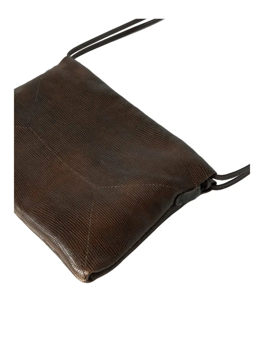 Geanta de umar Brown Shoulder bag with drawstring closure and Monile in suede for women - Img 3