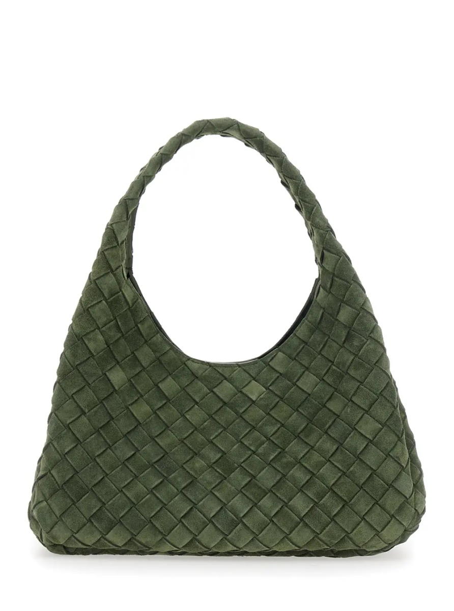 Geanta de umar 'Campana Small' green Shoulder bag with Closure with Lace and Motif Woven in suede Women - Img 2