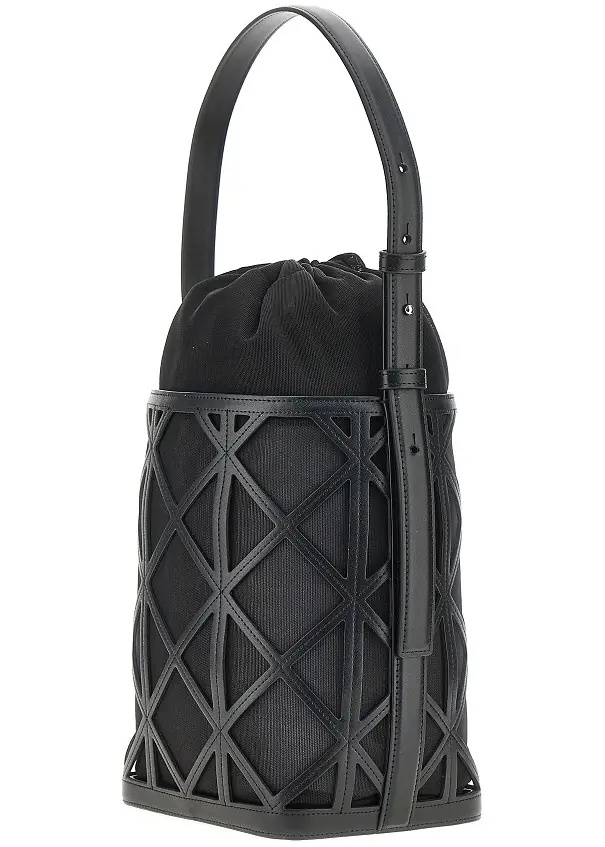 Geanta de umar Faux leather and mesh bucket bag - Img 2