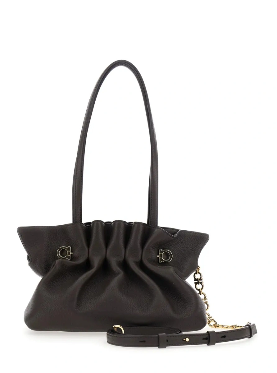 Geanta de umar Ferragamo maro din piele 'Soft Bag' - Img 2