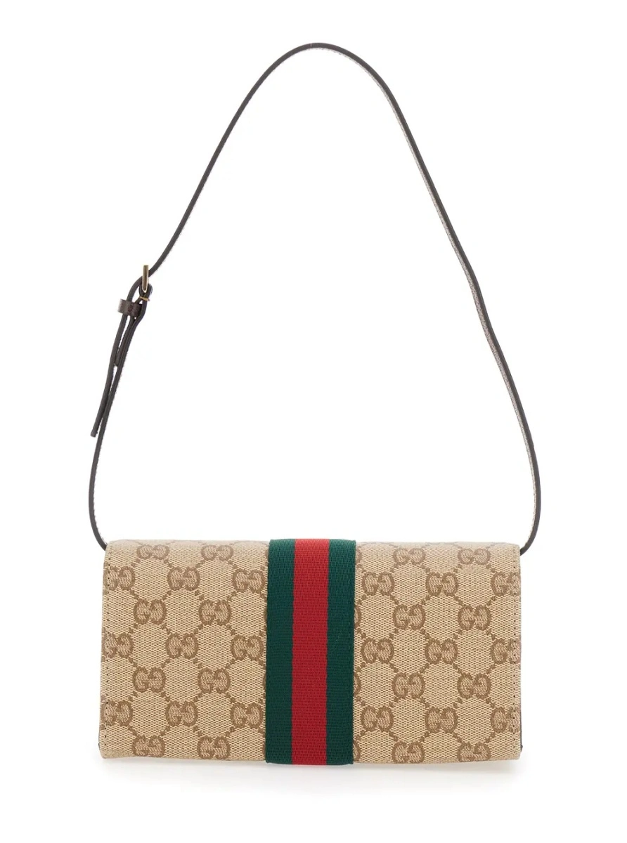 Geanta de umar Gucci bej din textil - Img 2