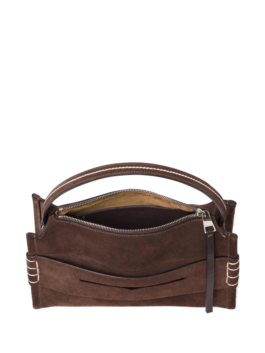 Geanta de umar JW Anderson maro din piele si piele intoarsa - Img 5