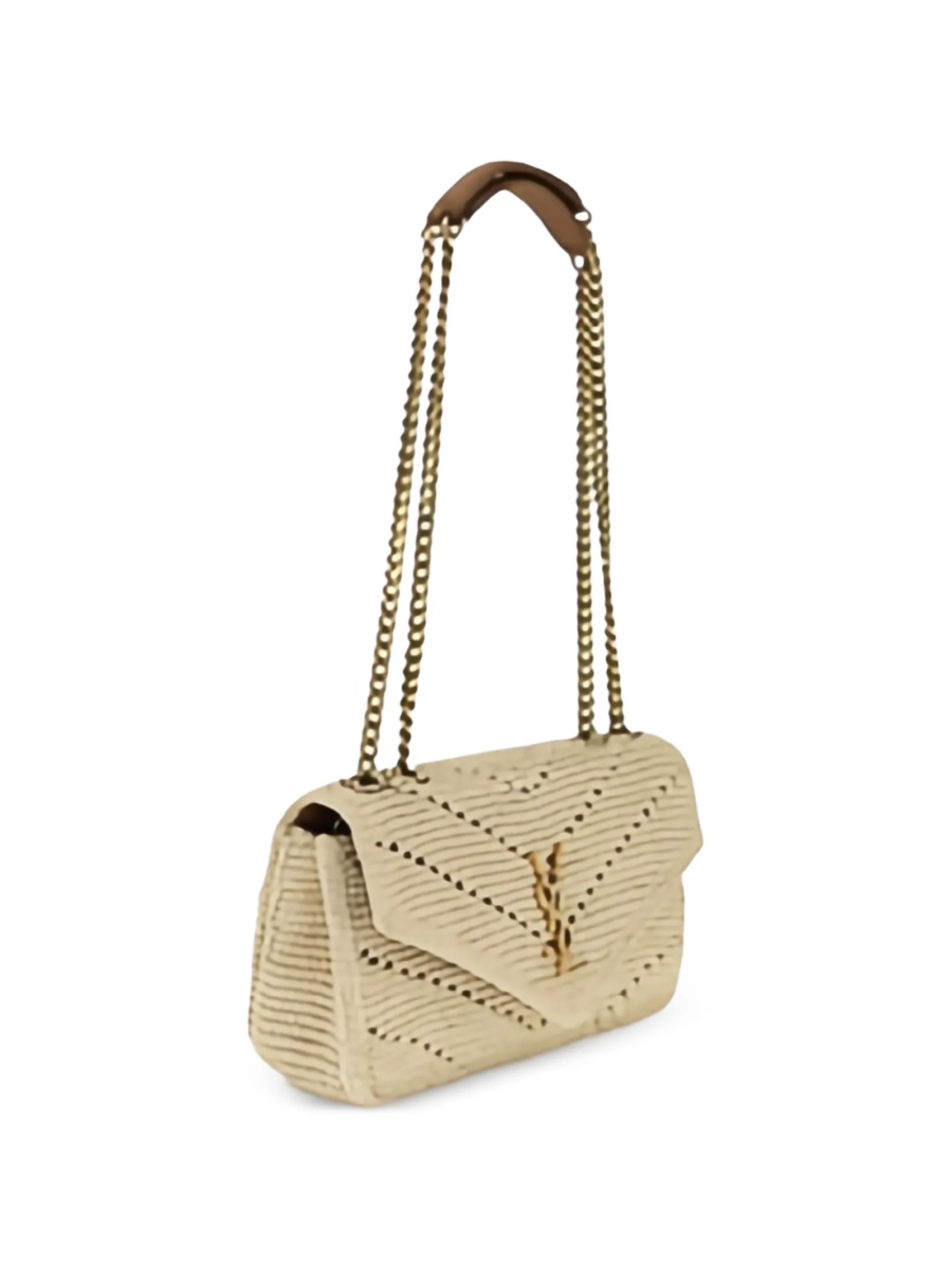 Geanta de umar Saint Laurent Loulou neutra din rafie - Img 5