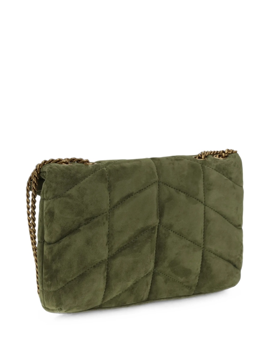 Geanta de umar Saint Laurent Loulou verde din piele intoarsa - Img 3