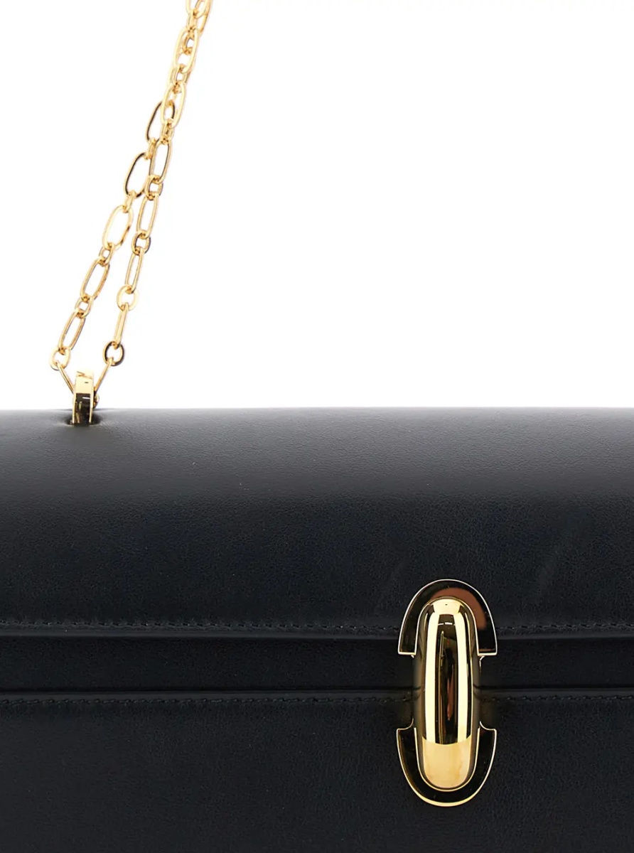 Geanta de umar Shoulder Bag 'CHAIN SYMMETRY' with Smooth Black Leather Chain Detail for Women - Img 3