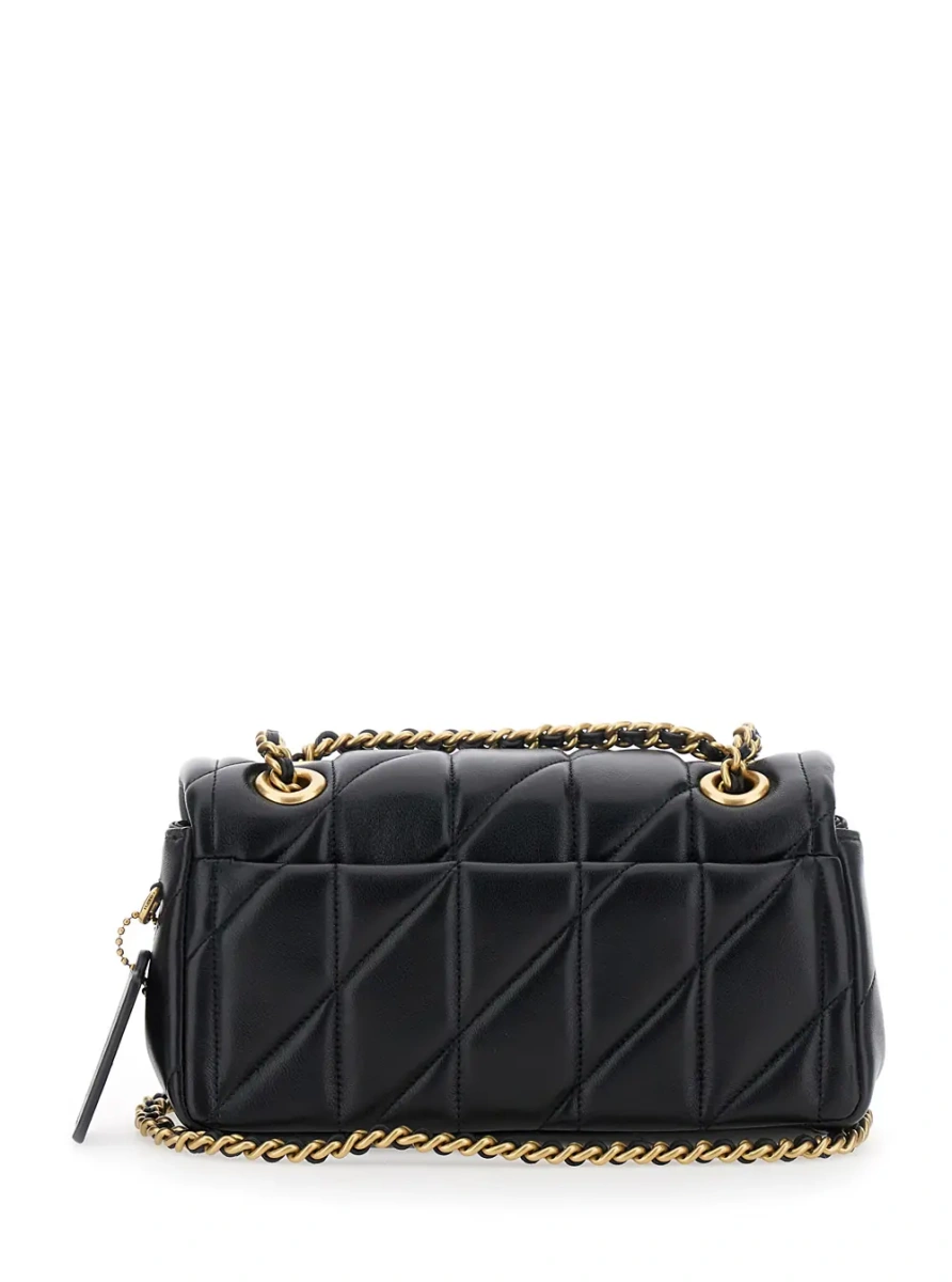 Geanta de umar Shoulder Bag 'Tabby 20' Quilted with Leather and Chain Straps and Logo Plate on the Front in Black Leather for Women - Img 2