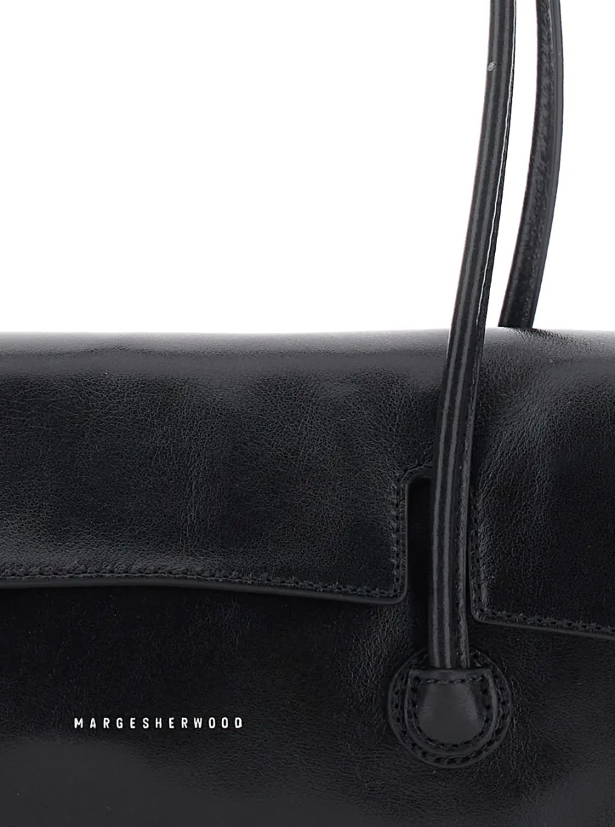 Geanta de umar Shoulder Bag with Flap in Black Glossy Leather for Women - Img 3