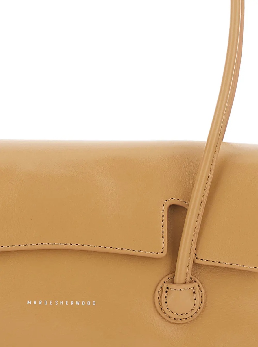 Geanta de umar Shoulder Bag with Flap in Glossy Leather Beige Woman - Img 3
