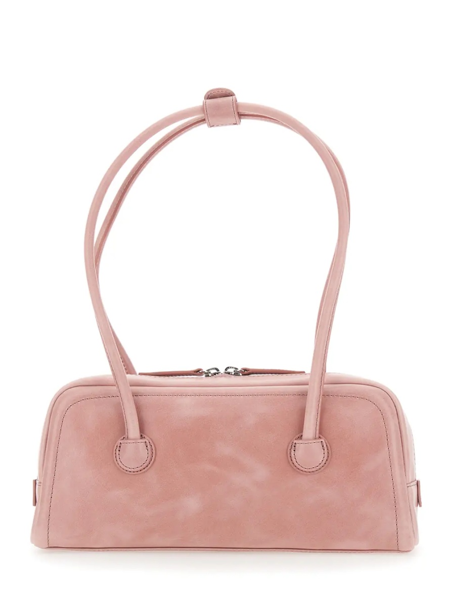 Geanta de umar 'Soft Boston Ew' Pink Shoulder bag with Two Top Handles and Logo lettering on the Front in Leather for Women - Img 2