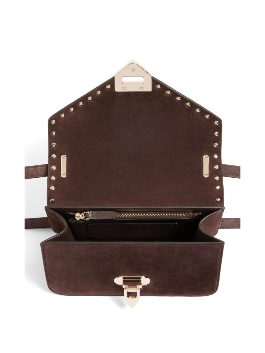 Geanta de umar Valentino Garavani Rockstud maro din piele intoarsa - Img 5