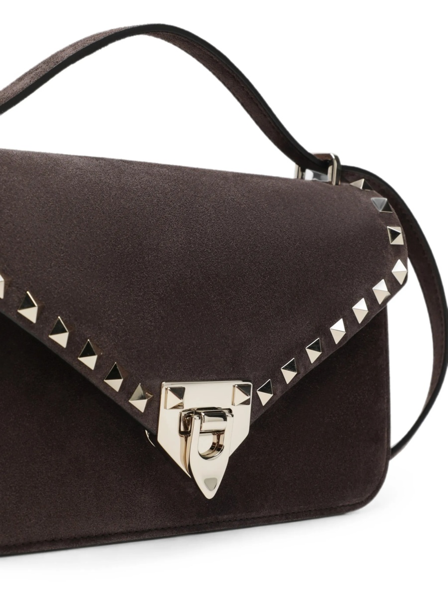 Geanta de umar Valentino Garavani Rockstud maro din piele intoarsa - Img 5