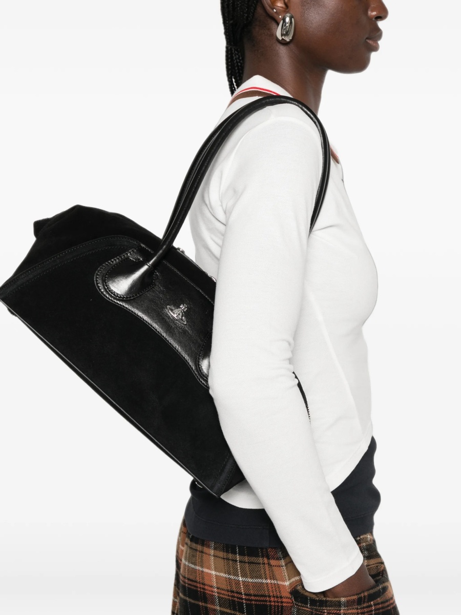 Geanta de umar Vivienne Westwood neagra din piele intoarsa - Img 2