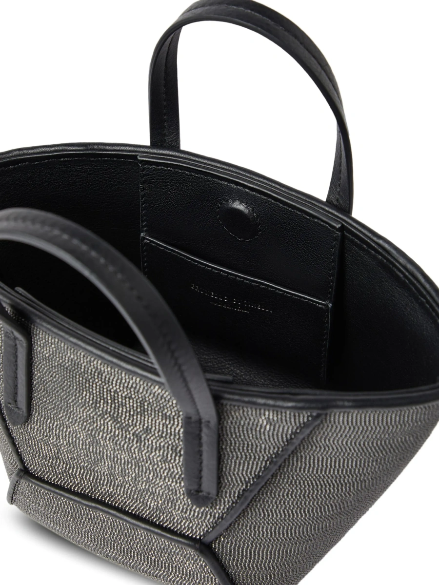 Geanta mini Brunello Cucinelli neagra din piele - Img 5