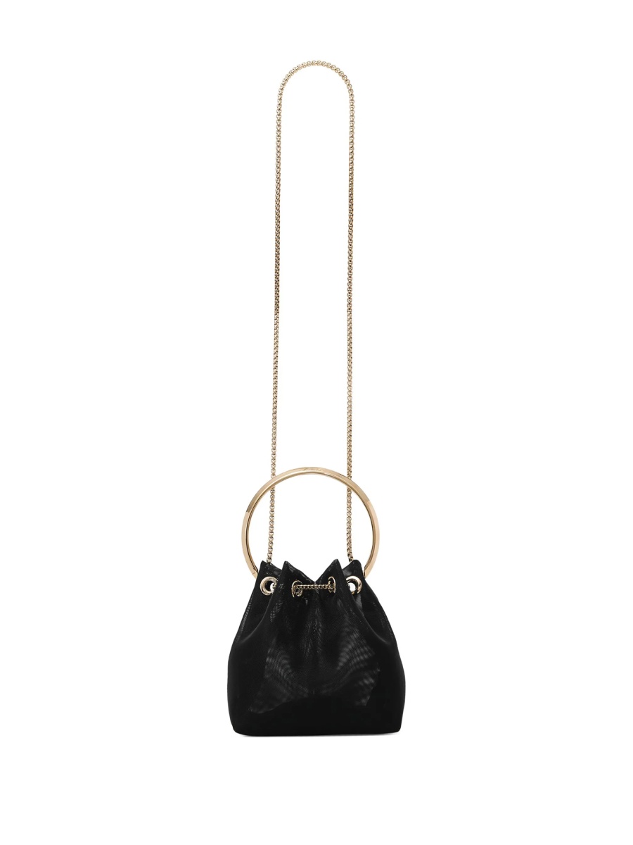 Geanta mini Jimmy Choo Bon Bon neagra din plasa si alama - Img 2