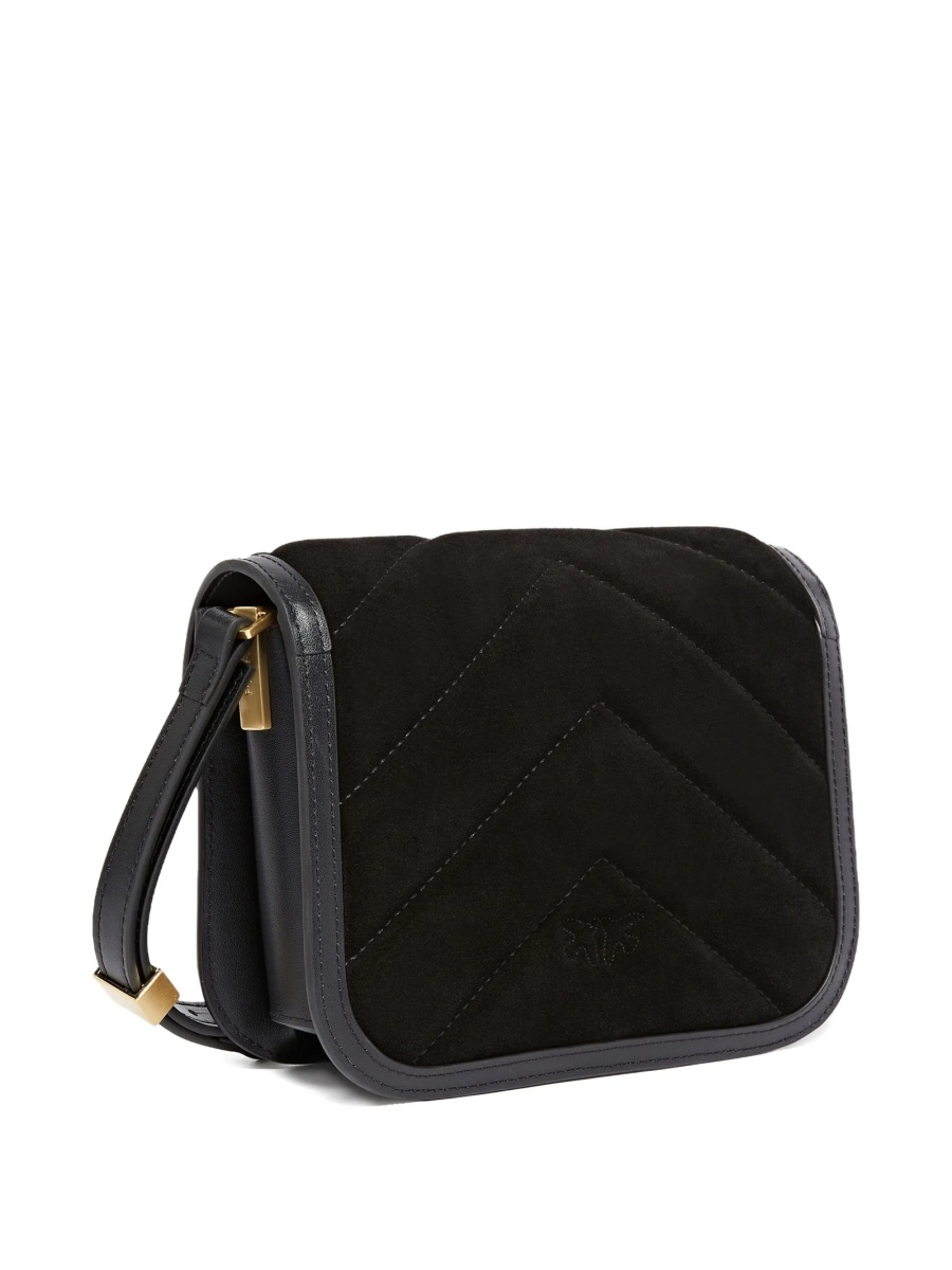 Geanta mini Pinko neagra din material textil si piele - Img 2