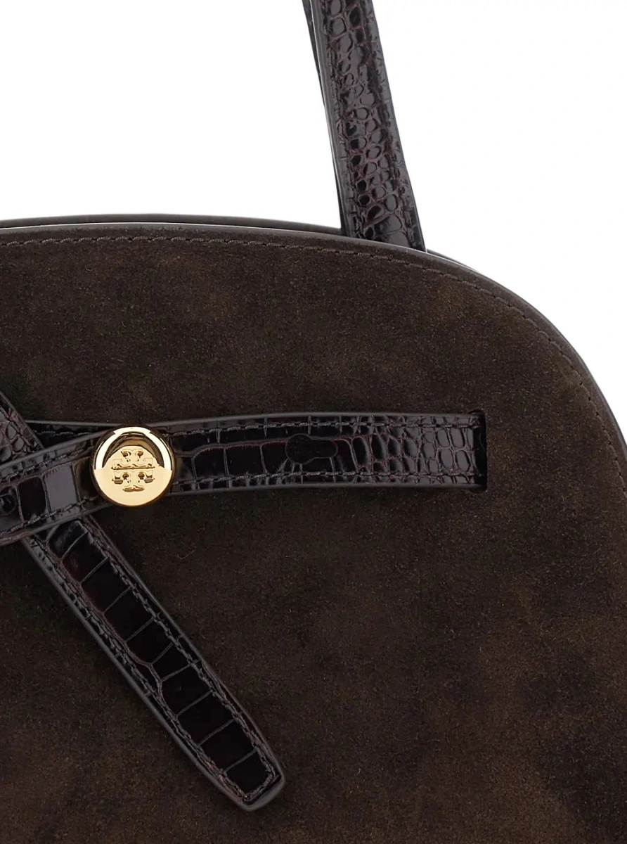 Geanta mini Tory Burch maro din piele intoarsa - Img 3