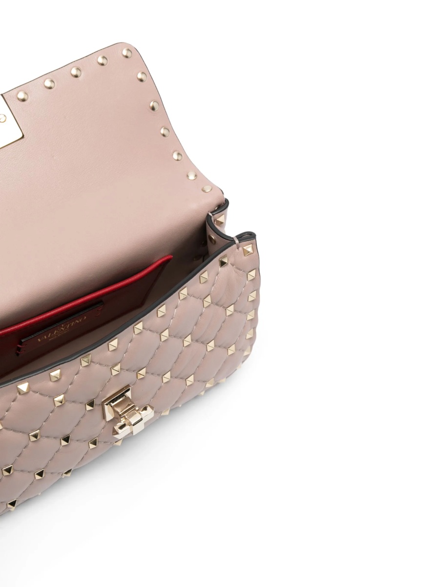 Geanta mini Valentino Garavani Rockstud Spike neutra din piele si zamak - Img 5