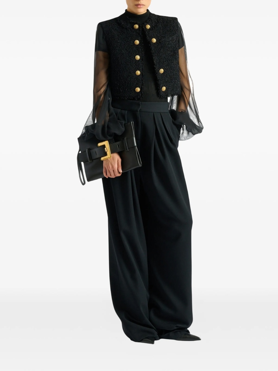 Geanta plic Balmain neagra din piele - Img 2