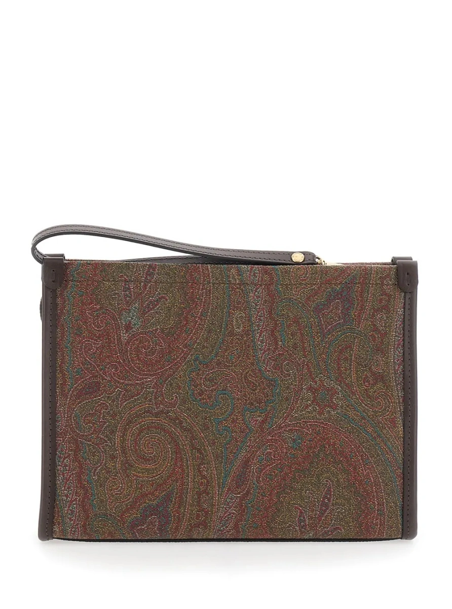 Geanta plic ETRO maro din bumbac 'Arnica' - Img 2