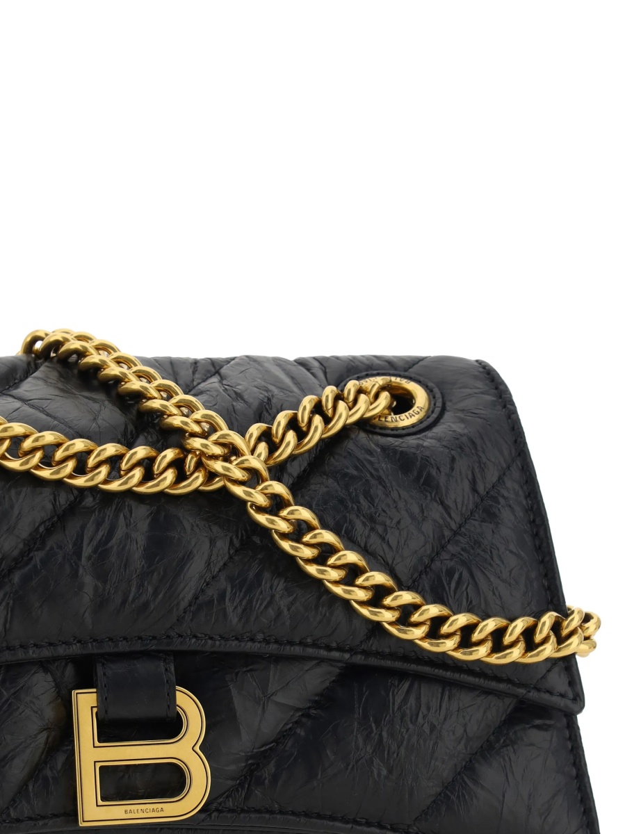 Geanta tip postas Balenciaga Hourglass neagra din piele - Img 4