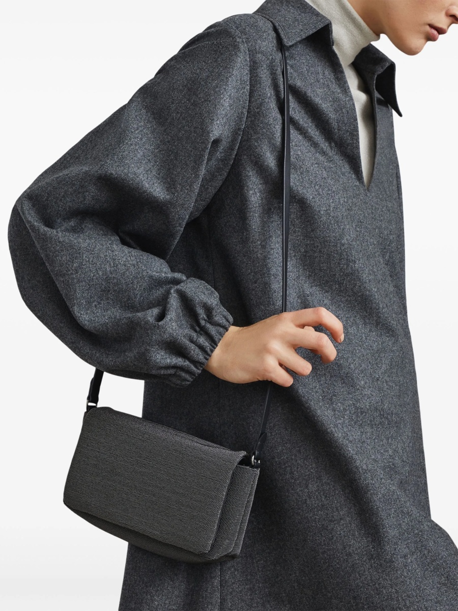 Geanta tip postas Brunello Cucinelli neagra din piele si alama eco - Img 2