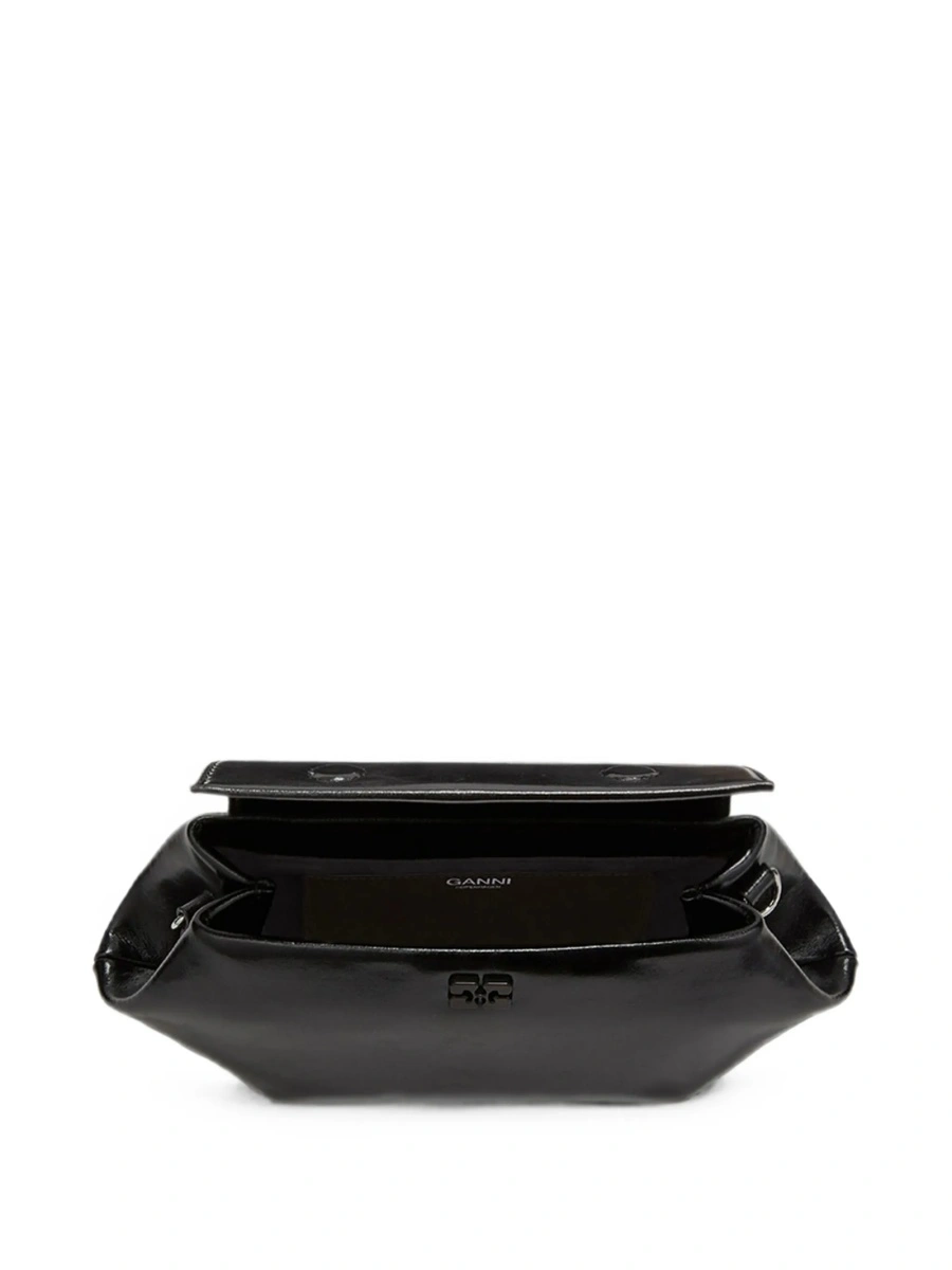 Geanta tip postas Ganni neagra din piele - Img 4
