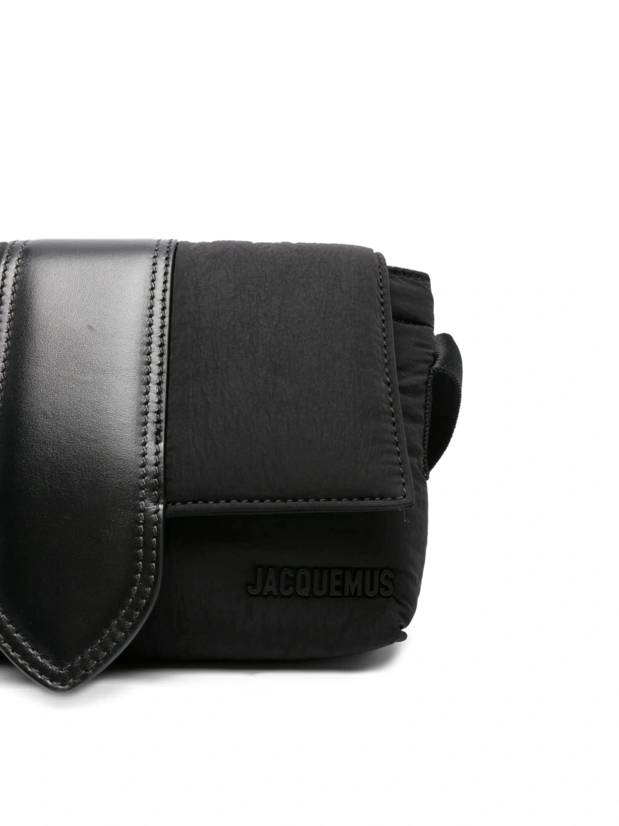 Geanta tip postas JACQUEMUS Bambino neagra din nylon si piele - Img 4