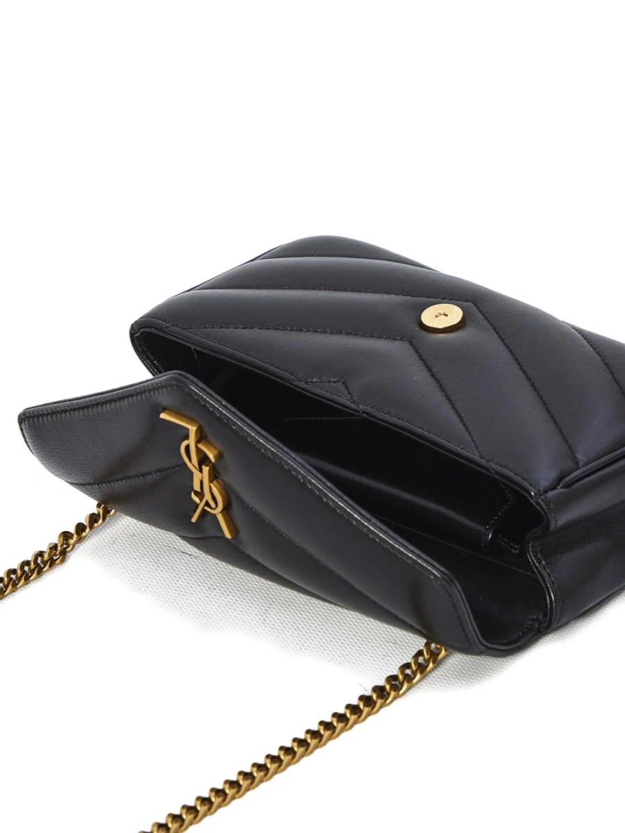 Geanta tip postas Saint Laurent Loulou neagra din piele - Img 8