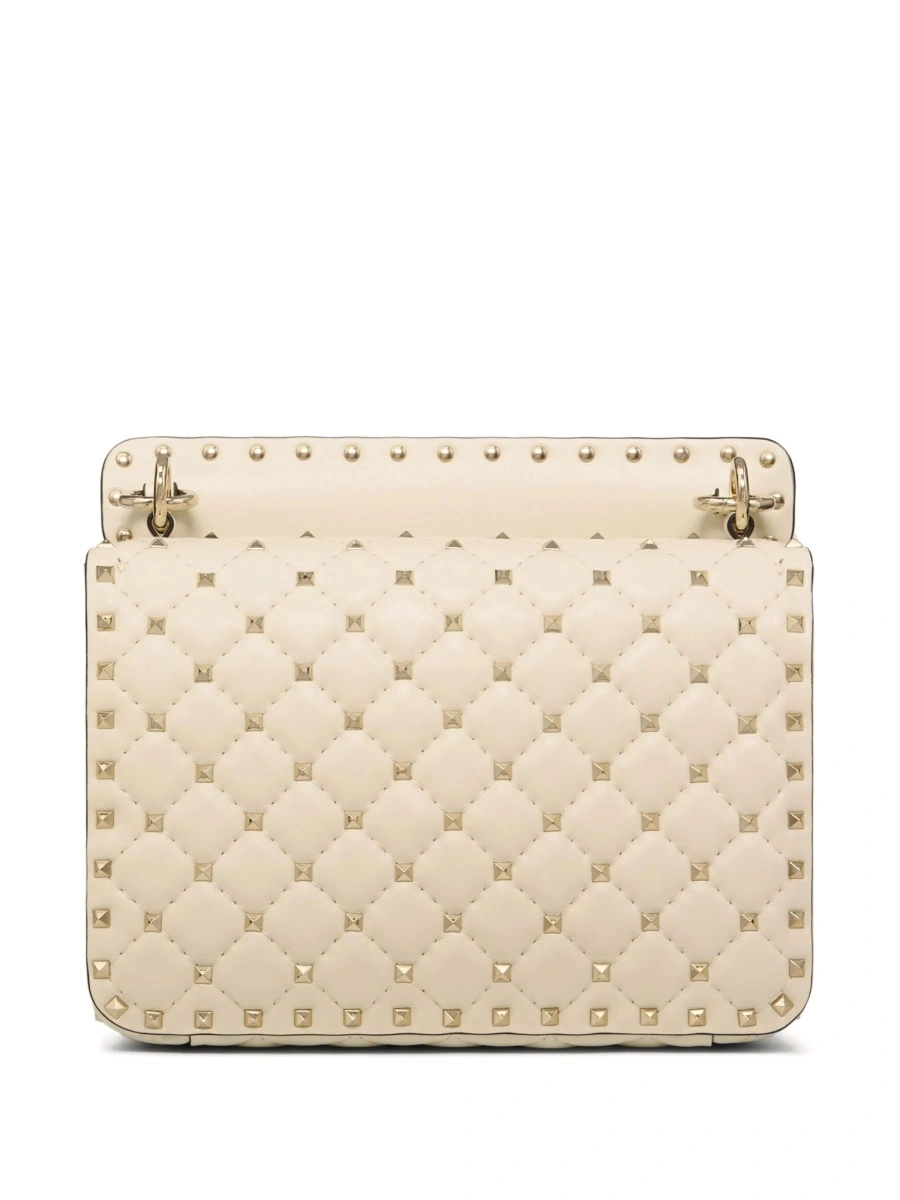 Geanta tip postas Valentino Garavani Rockstud Spike neutra din metal si piele - Img 6